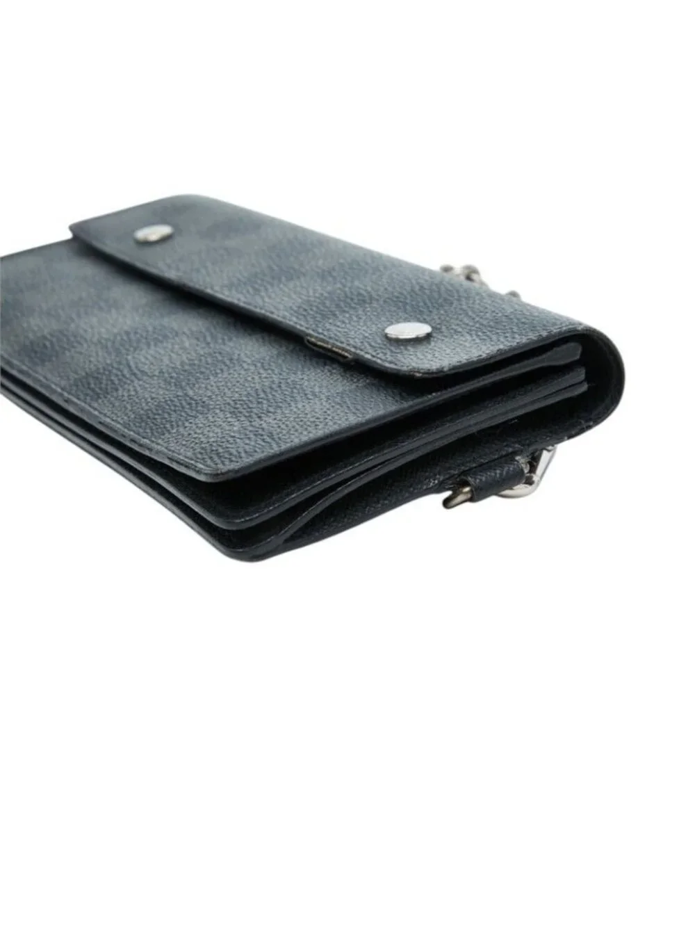 Louis Vuitton Damier Graphite Portefeuille Accordion Wallet Chain Black Leather